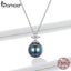 925 Sterling Silver Elegant Black Pearl Charm Necklace Shell Pearl Zircon Cha... Carousel 5