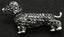 i) BETSEY JOHNSON BLACK CRYSTAL DACHSHUND DOG PIN - c1970's Carousel 1