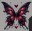 Gothic Black and Red Heart Butterfly Iron On Decal Carousel 1