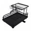 2-Tier Foldable Kitchen Organiser Dish Bowl Drying Rack Carousel 7