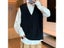 Solid Men's V-neck Loose Basic Knitting Jumpers Harajuku Sleeveless Carousel 1