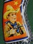 Vintage SPACE TOY Tinplate Litho RAY GUN with COWBOYS on Handle WEST GERMANY Carousel 7