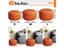 OTAUTAU Small Round Faux Leather Ottoman Stool Beanbag Pouf Footstool Stuffed Carousel 4