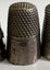 Carved Matai acorn & bakelite needle holders plus thimbles Carousel 9