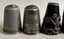 Carved Matai acorn & bakelite needle holders plus thimbles Carousel 11