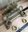 Brevettato antique brass Italy 1910 double inkwell / letter holder LOVELY Carousel 3