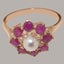 10k Rose Gold Cultured Pearl & Ruby ring Womens Cluster Ring Size Y 1/2 Carousel 4