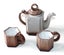 +++ POTTERY TEAPOT & (2) CUPS +++ Carousel 4
