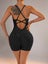 Elosung Size Xs Black Nylon Seamless Yoga Bodysuit Women's Athletic Romper Criss Carousel 6