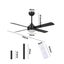 Vevare 52'' Ceiling Fan AC Motor With Light Remote Control Fans 4 Blades Black Carousel 9