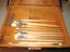 Vintage Wooden Travelling Artist Folding Easel & Case Plus Large Amount Brushes Carousel 1