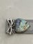 Fabulous vintage sterling silver brooch - paua heart suspended from a silver bow Carousel 4