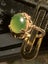 Lucky dark Jade vintage cocktail ring 9ct gold. Carousel 11