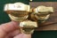 NICE Solid BRASS Vintage Scales Kitchen Scale WEIGHTS SET One Lb - very small! Carousel 7