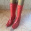 Footloose Red Knee-High Steampunk Style Heeled Boots Size 7-7.5 Carousel 1