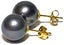 Quality 10.5 - 11mm Black Round Pearl Stud Earrings Carousel 1