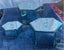 3 Hexagon Shape Glass MirrorJewellery Boxes Black Felt with Crystal Knob Handles Carousel 3