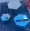 3 Hexagon Shape Glass MirrorJewellery Boxes Black Felt with Crystal Knob Handles Carousel 2