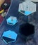 3 Hexagon Shape Glass MirrorJewellery Boxes Black Felt with Crystal Knob Handles Carousel 12