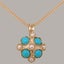 Rose Gold Pearl & Turquoise Womens Vintage Pendant - Full 18k UK Hallmark Carousel 1