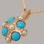 Rose Gold Pearl & Turquoise Womens Vintage Pendant - Full 18k UK Hallmark Carousel 3