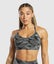 GYMSHARK Size S Legacy Printed Sports Bra light support Grey Carousel 1