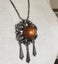 Outstanding VINTAGE Sterling Silver & Amber Pendant Necklace Carousel 16