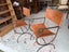 Quality PAIR American Made Wrought Iron Thick Hide Leather Armchairs Carousel 18