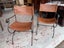 Quality PAIR American Made Wrought Iron Thick Hide Leather Armchairs Carousel 19