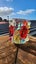 ~" Mid Century Japanese Multi Coloured Art Glass Candle Holder "~ Carousel 2
