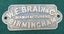 Antique Brass W. E. BRAIN & Company SAFE Manufacturers Birmingham Logo Plaque Carousel 1