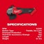 Milwaukee M18FAG125XPD-0 18V Li-ion FUEL Brushless 125mm (5") Angle Grinder Carousel 7