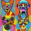 Framed $1 RESERVE 1 Panel Canvas Art Print - Pop Art - Dog Fashion Carousel 1