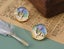 French Retro Hand-painted Enamel Pearl Gold Flower Earrings. Carousel 3