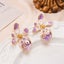 Handcrafted Enamel Flower Pearl Earrings with Diamond Butterfly. Bridal Earring Carousel 2