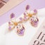 Handcrafted Enamel Flower Pearl Earrings with Diamond Butterfly. Bridal Earring Carousel 5