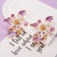 Handcrafted Enamel Flower Pearl Earrings with Diamond Butterfly. Bridal Earring Carousel 7
