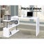 Artiss Rotary Corner Desk with Bookshelf - White Carousel 4