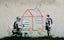 Framed $1 RESERVE 1 Panel Canvas Art Print - Banksy Carousel 1