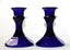 +++ BLUE ART GLASS (2) CANDLE HOLDERS +++ Carousel 3