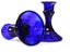 +++ BLUE ART GLASS (2) CANDLE HOLDERS +++ Carousel 4