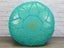 Quality Moroccan Leather Pouf Ottoman Footstool Turquoise - FREE DELIVERY Carousel 1