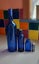 4 x Vintage Blue Glass BOttles Carousel 9