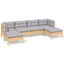 Vida Xl 6 Piece Garden Lounge Set With Grey Cushions Pinewood Carousel 1