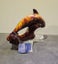 Harvest Gold Blue Mountain Pottery Dolphin. It's A Biggen. Rare/Original Labels. Carousel 6