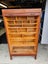 Mid century oak concertina roller door pigeon hole shelving Carousel 3