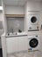 Handle-less Acrylic White Laundry Unit – Built-in Ironing Board, Pull-Out Hamper Carousel 8