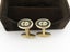 Christian Dior Gold Tone Metal Black Enamel Rhinestone CD Logo Cufflinks Carousel 1