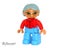 ®™DUPLO - Female, Med Blue Legs, Red Sweater, Light Gray Hair, Blue Eyes Glasses Carousel 1
