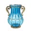SOGA Blue Colored European Glass Home Decor Flower Vase with Two Metal Handle Carousel 1